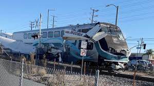 Plane crashes on rail tracks in California, crushed by a train.