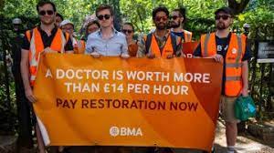 UK medical consultants rattled by the cost of living crisis embark on strike crippling healthcare.