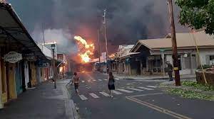 Global warming: Hawaii wildfires wreak havoc in Maui tourist city killing 40 people.